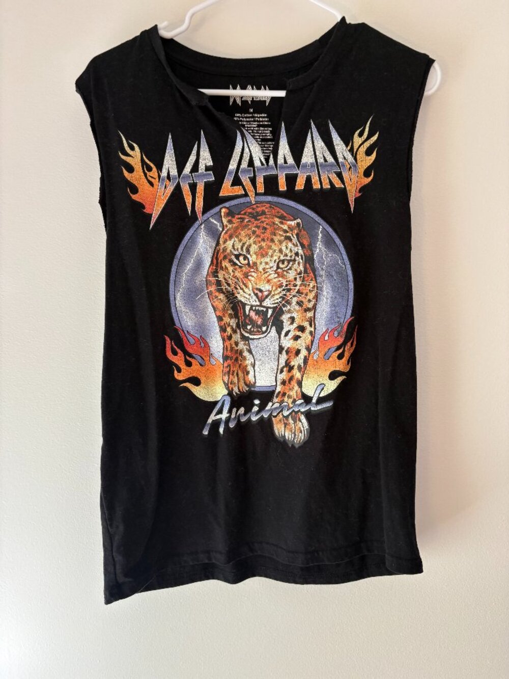 Def Leppard Animal Graphic Muscle Tee Medium M Black Pyromania Band Tank